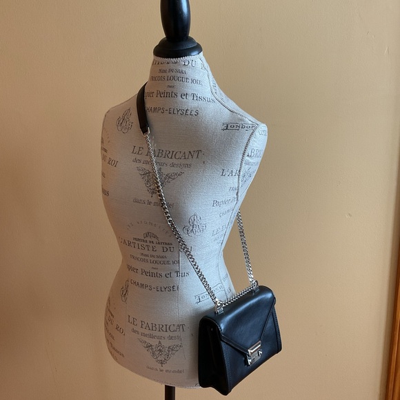 Michael Kors Black Leather Whitney Handbag with Silver Chain - Picture 4 of 12